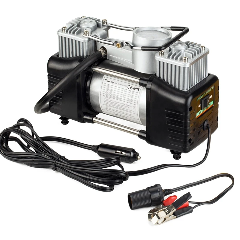 12V Car Air Compressor Tyre Auto Tire Inflator Pump Double Cylinder 150W 55L//Min