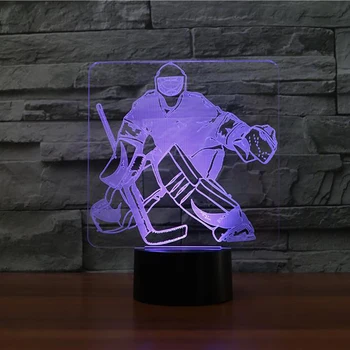 

Ice Hockey Goalie 3D LED RGB Night Light 7 Color Change Desk Light Action Figures 2213 Boys Girls Christmas Toys