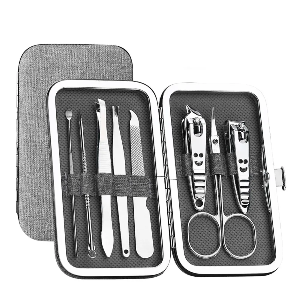 8pcs/Set New Manicure Nail Clippers Pedicure Set Portable Travel Hygiene Kit Stainless Steel Nail Cutter Tool Set#H