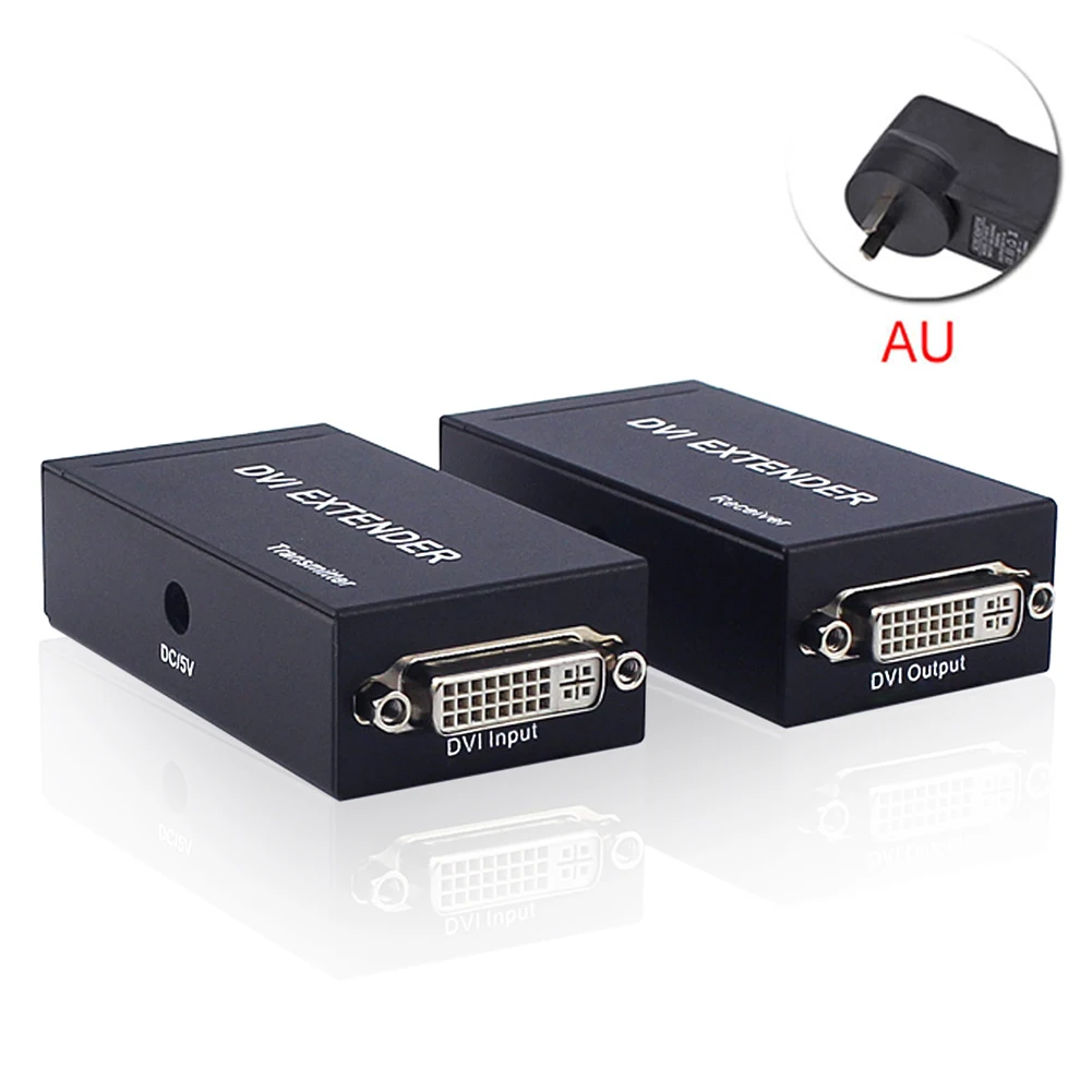 AU Plug DVI Extender 60m 1080P Over Single Cat-6e/Cat-6 Ethernet Cable Extensor RJ45 DIV To RJ45 Extender Extension Cords - Цвет: AU Plug