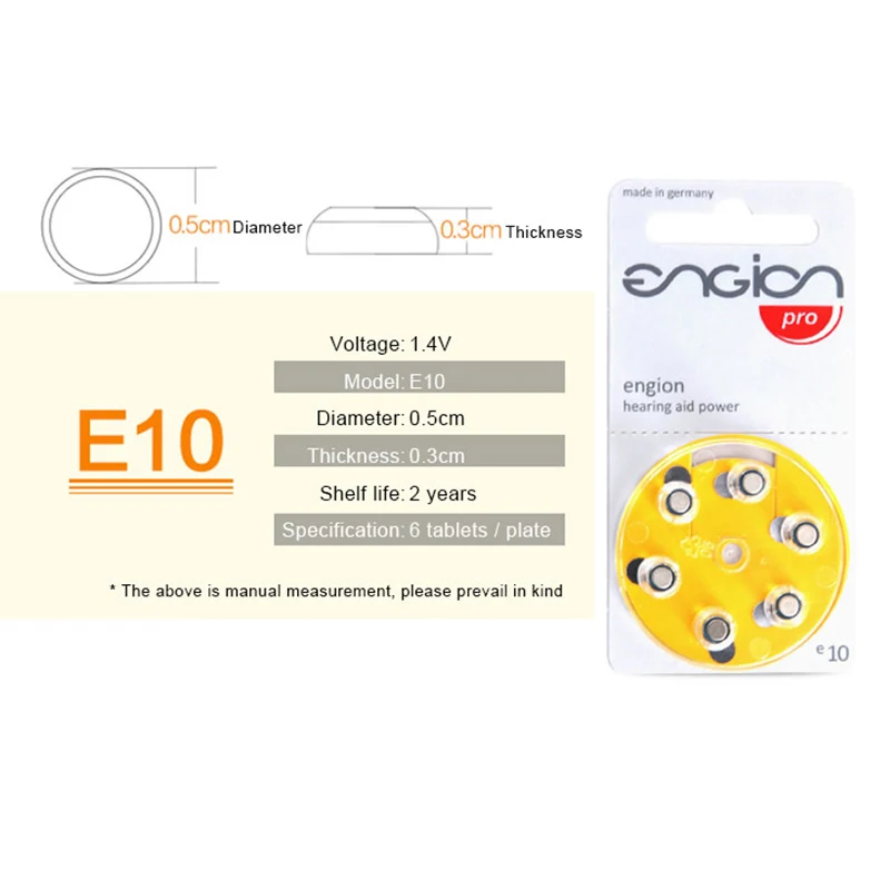 60 шт. E10 кнопочные батареи для невидимых слуховых аппаратов, беспроводной мини-усилитель для старых слуховых аппаратов A10 батарея