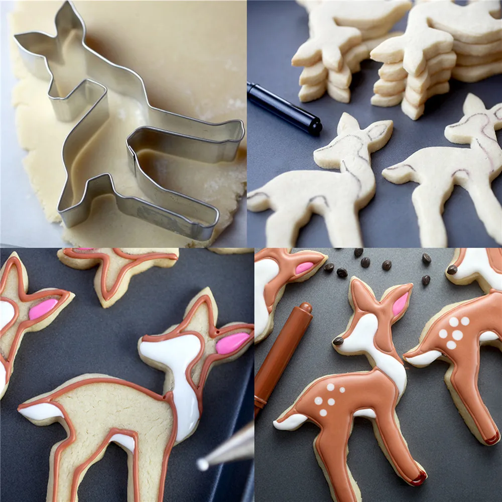 Elk Deer Shape Christmas Cookie Cutter Fondant Stamp Cake Embossing