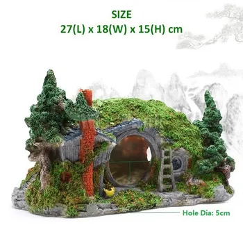 

High Resin Hillside House Aquarium Fish Tank Decor Reptile Box Shelter Ornament Decorations UEJ
