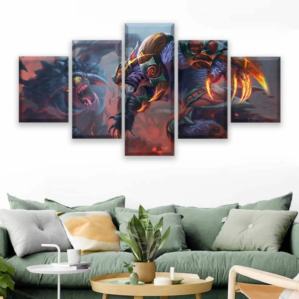 Home Decor Canvas Wall Art Picture For Living Room Modern 5 Panel DotA 2 Shadow Fiend Game Poster H