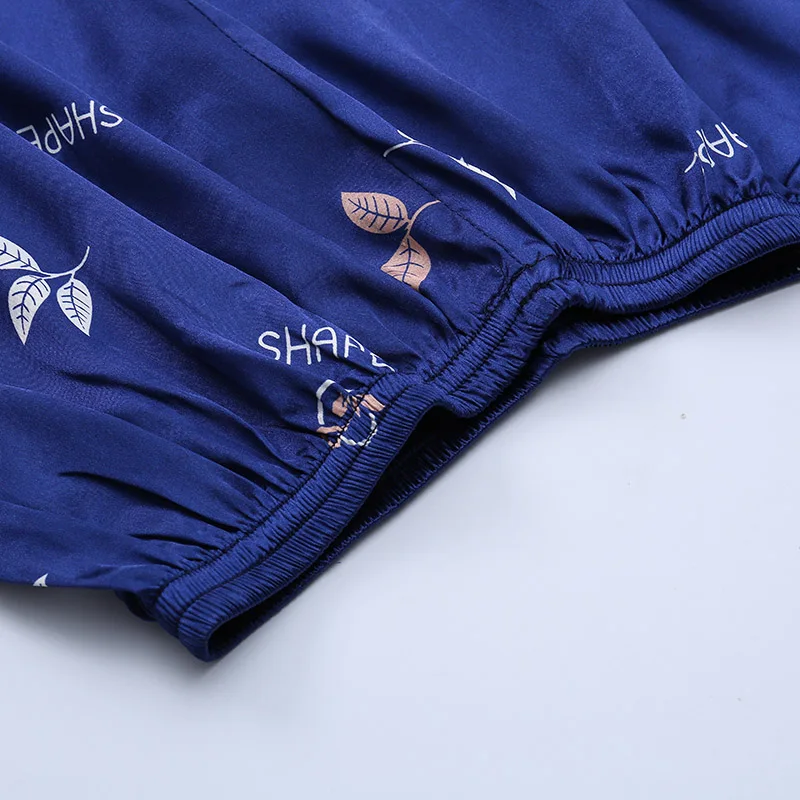 Men's Pajamas Simulation Silk Pajamas Set Unisex Sexy Print Style Soft Comfortable Fashion Two-color Pajama Set