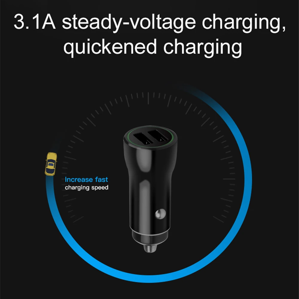 3.1A автомобильный прикуриватель USB адаптер питания для Xiaomi Huawei iPhone X 5G MP3 плеер