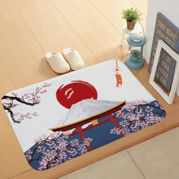 

Japanese Style Mount Fuji Coral Velvet Mat Mount Fuji Rug Doormat For Door Mat Bathroom Cartoon Rug Home Decoration