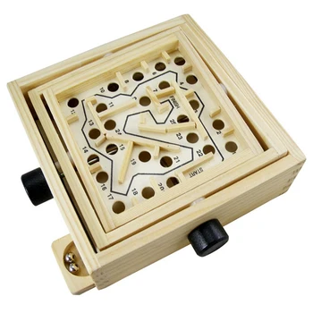 

3D Maze Ball Games Knob Wooden Labyrinth Toys Children Educational Toy Handcrafted Puzzles Rolling Beads Kid Boy Gift