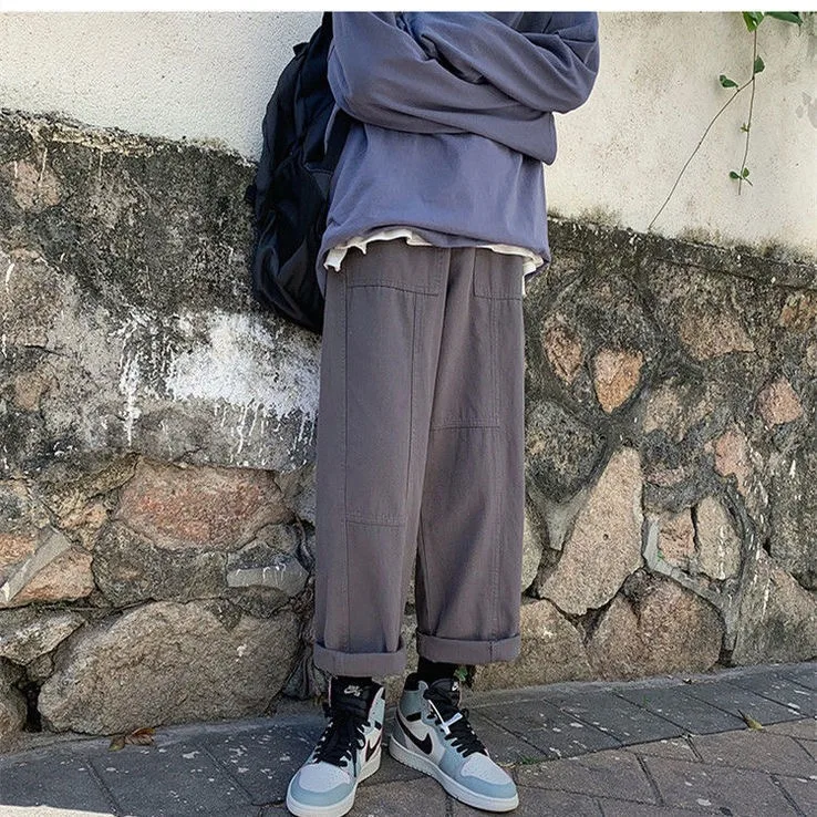 

Men Korean Fashions Harem Pants Wide Leg Joggers 2022 Mens Black Loose Japan Sweatpants Style Straight Pants Trousers