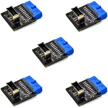 

5 Pcs Usb 3.1 Front Panel Socket To Usb 3.0 20Pin Header,R for Motherboard Card 20P Usb To Type-E Connector