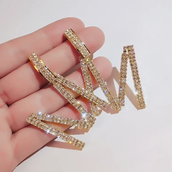 

LATS Exaggerated Rhinestone Letter M Earrings for Women Geometric Number Dangle Earring Fashion Drop Earins Jewelry Party Gift