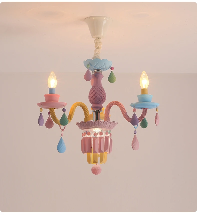 Modern LED Chandelier Lighting Nordic Colourful Crystal Chandelier Kitchen Living Room Decor Lighting Fixtures Bedroom Hanglamp