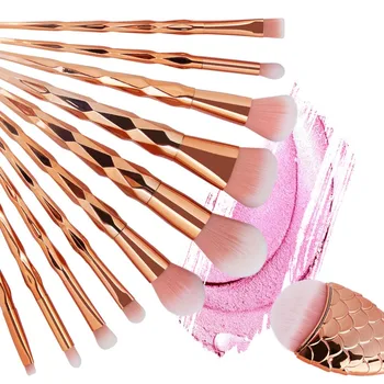 

11Pcs Diamond Rose Gold Makeup Brushes Set Foundation Loose Powder Eyeshadow Lip Brush Kit