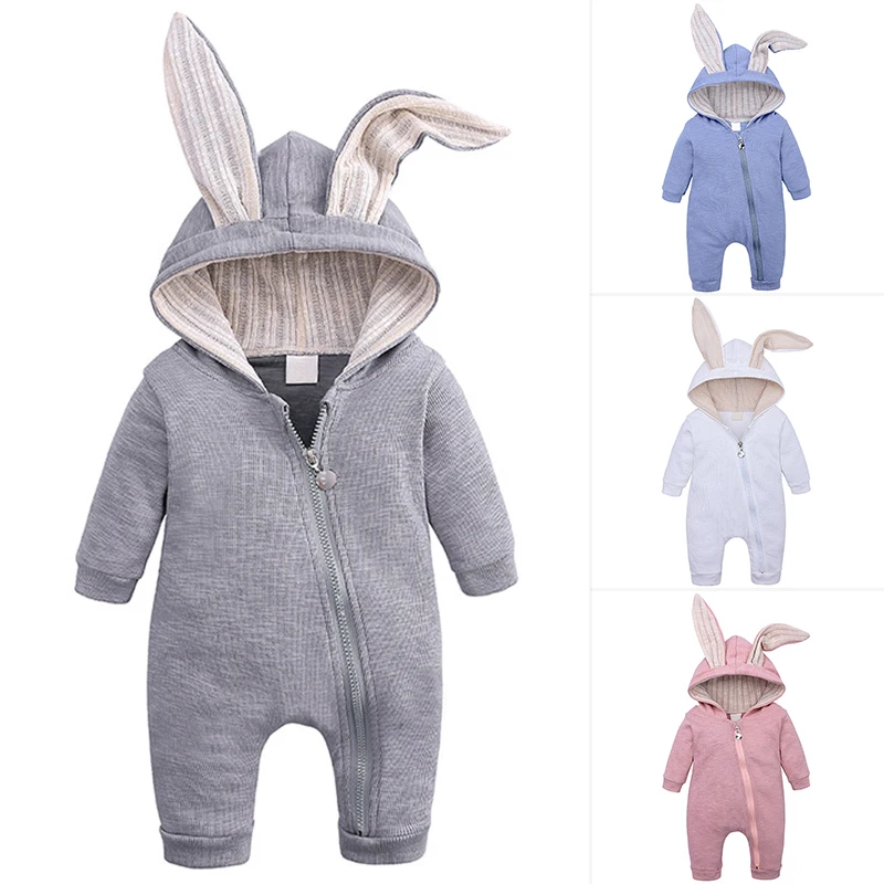 

Baby Climbing Suit Big Ears Rabbit Hooded Zipper Clothes Baby Products YH-17