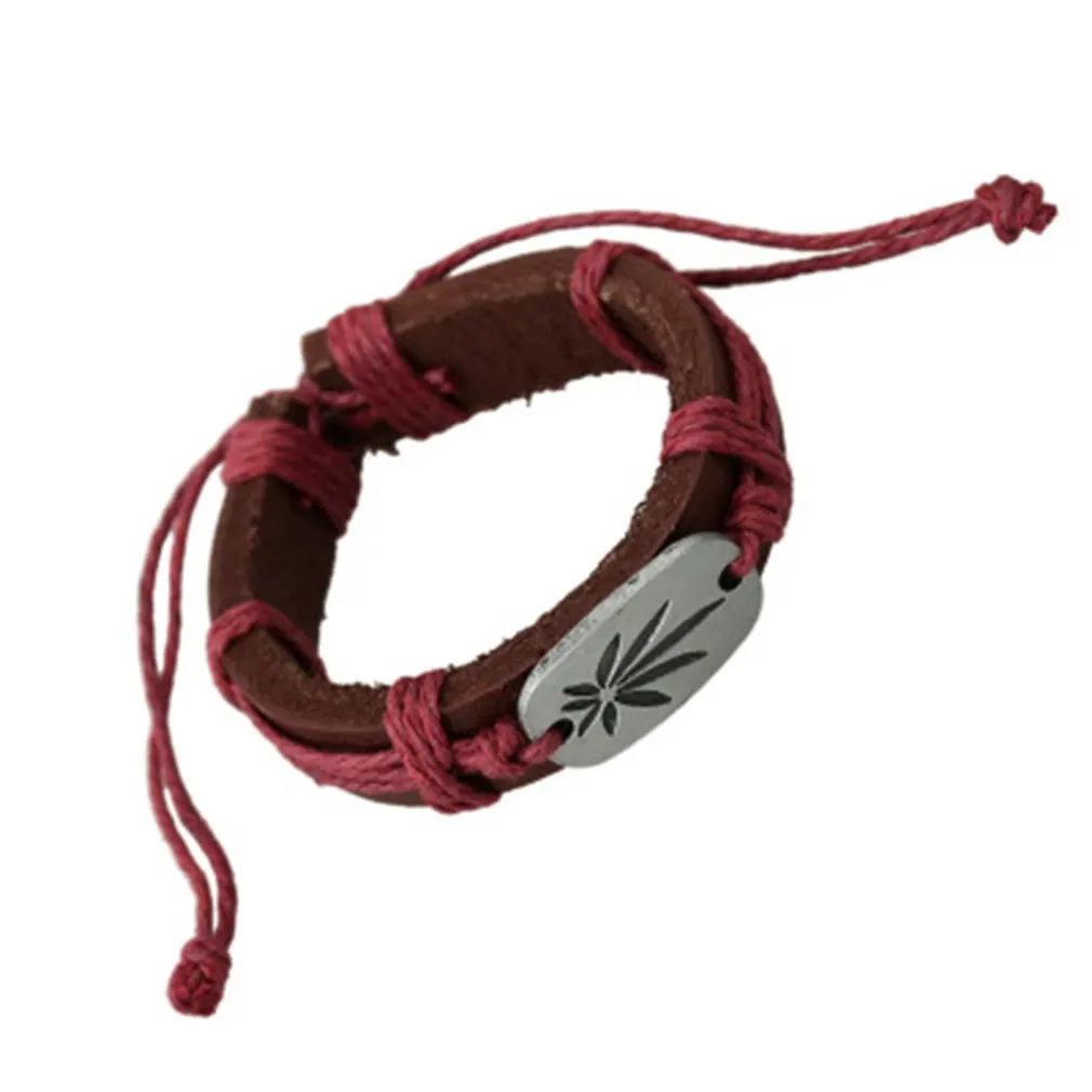 Модные женские винтажные плетеные браслеты ручной работы из кленового листа, мужские кожаные браслеты для женщин, ювелирные аксессуары