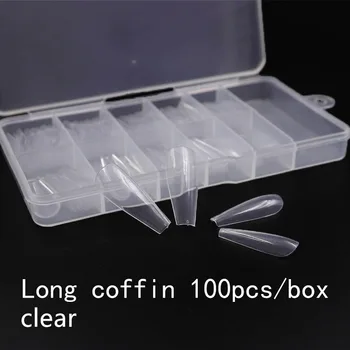 

100pcs/box Clear/Natural/white Nail Art Tips False Coffin Nails Art Tips Flat Shape Full Cover Manicure Fake Nail Tips