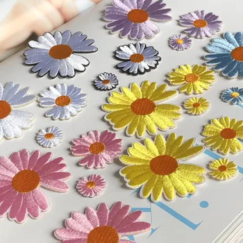 

SASKIA 5Set 15Pcs Self Adhesive Stick Flower Embroidery Patch Purple Pink Applique For Dress Shose Bag Clothes Accessory DIY