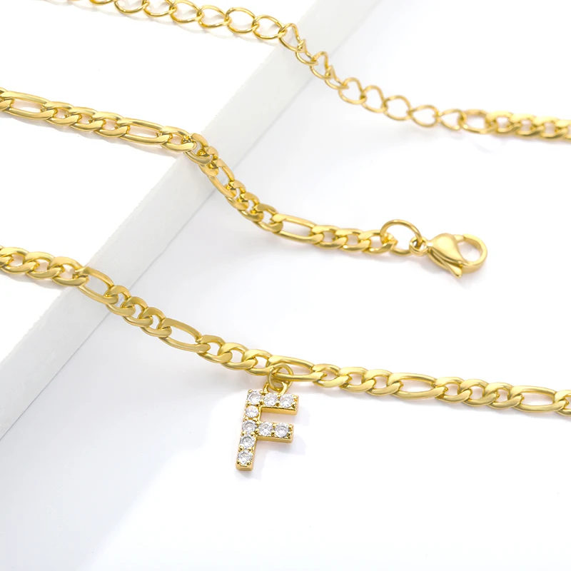 Tornozeleiras para as Mulheres de Aço Atacado Tiny Inicial Letra Inoxidável Ouro Alfabeto Cubano Link Tornozeleira Pulseira Boho Jóias Presente A-z 3 cubano link tornozeleira pulseira boho jóias presente
