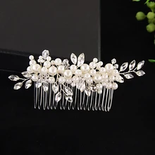 BUFEI HP13 элегантная имитация жемчуга расческа для волос для невесты тиара Стразы заколки для волос головной убор украшения для волос Свадебные аксессуары