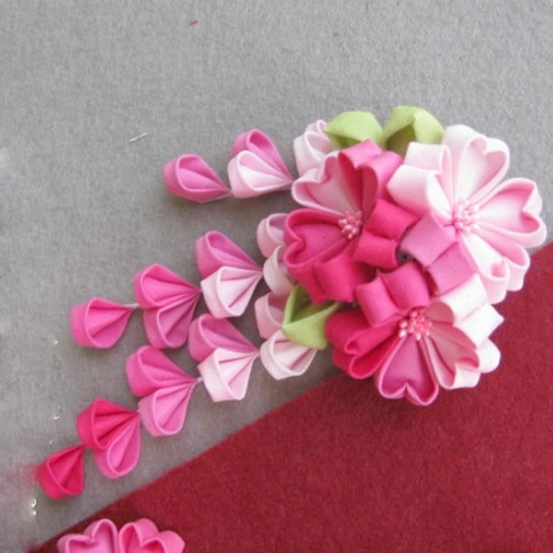 1 шт., ручная работа, японская Сакура tsuami zaiku kanzashi, заколка для волос, ткань, цветок, для декора одежды, аксессуары, Cos Реквизит для костюмов, женщин