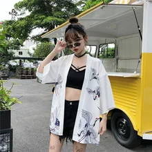 Кимоно юката для женщин Harakuju Винтаж мультфильм печати кимоно солнцезащитный Кардиган Верхняя одежда путешествия тонкий праздник Азии Косплей Костюм