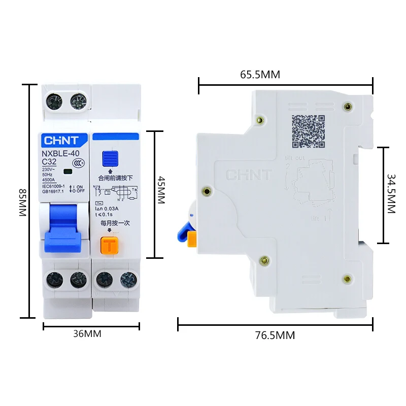 NXBLE-40 CHNT 1P + N 10A 16A 20A 32A 25A 40A двухпроводная защита от утечки | Обустройство дома