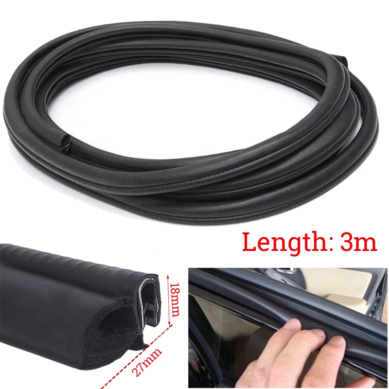 

Universal Rubber Car Door Sealing Gasket Tape Strips Edge Trim Windproof 3meter