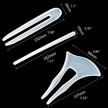 

3Pcs DIY Classical Hairpin Silicone Mold Hair Sticks Jewelry Making Resin Craft N58F