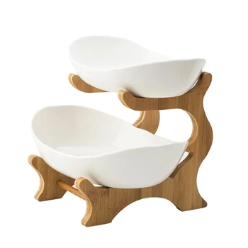 

Ceramic Candy Plate Living Room Household Double Fruit Plate Dessert Plate Dried Fruit Plate Fruit Basket