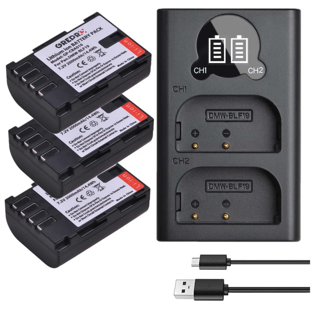 BLF19 DMW-BLF19E Battery + Type-c Dual Charger for Panasonic DMW-BLF19 GH4 GH5 Lumix DMC-GH4 DC-GH5 DMC-GH3 GH3 G9 | Электроника