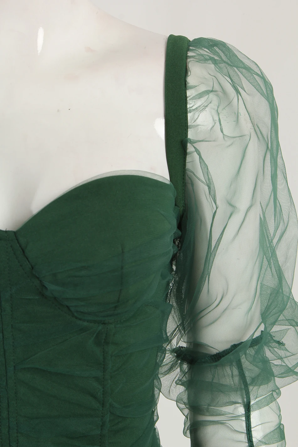 Новая Осенняя Женская обувь в стиле ретро с длинными рукавами без бретелек драпированные Мини зеленой сеточкой сверху Сексуальная Bodycon знаменитости вечерние рождественское платье Vestidos