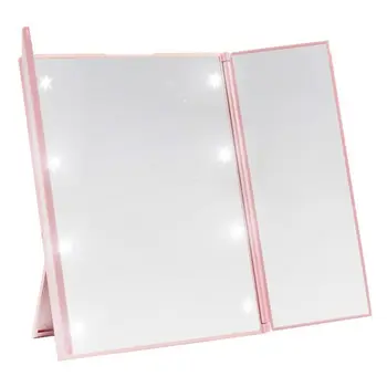

Tri-Fold Makeup Mirror with 8 LED Light Foldable Cosmetic Mirrors for Tabletop Bathroom Travel