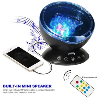 

Circular wave projection lamp LED night light Music player speakers Smart keys Hypnosis Home Bedroom Decoration