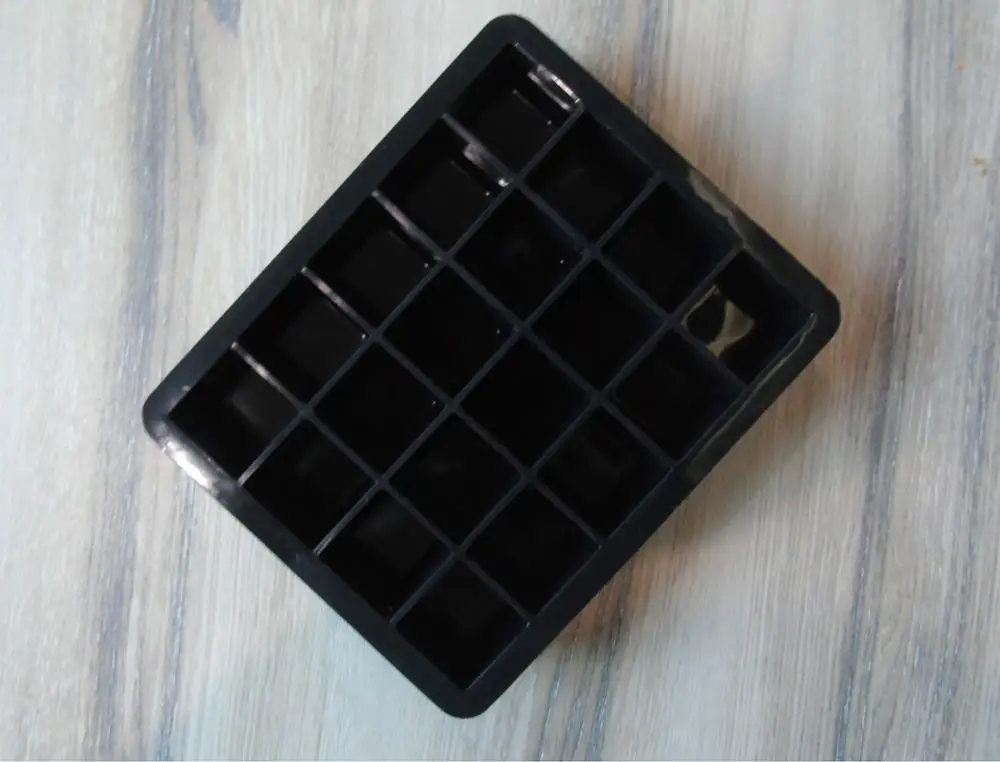 Black No lid Форма для льда, силиконовая форма для шоколада, мороженого, желе, леденец, пудинг, форма для подноса, держатель с крышкой, легко снимается, 20 ячеек - Цвет: Black No lid