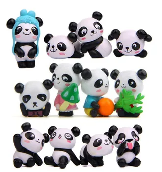 

12Pcs Panda Shaped Cake Topper Resin Cake Ornaments Crafts Kids Birthday Cake Dessert Adornment Micro Landscape Decor