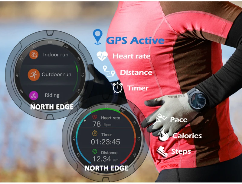 North Edge Sport Smart Watch Fitness GPS Blood Pressure Heart Rate Sleep Monitor Compass Wristband Smartband For IOS Android North Edge Sport Smart Watch Fitness GPS Blood Pressure Heart Rate Sleep Monitor Compass Wristband Smartband For IOS Android