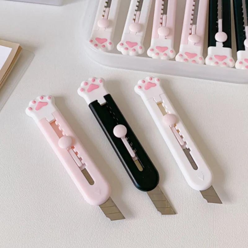1 PC Cute Girly Pink Cat Paw Alloy Mini Portalble Utility Knife Cutter Letter Envelope Opener Mail Knife School Office Supplies 3
