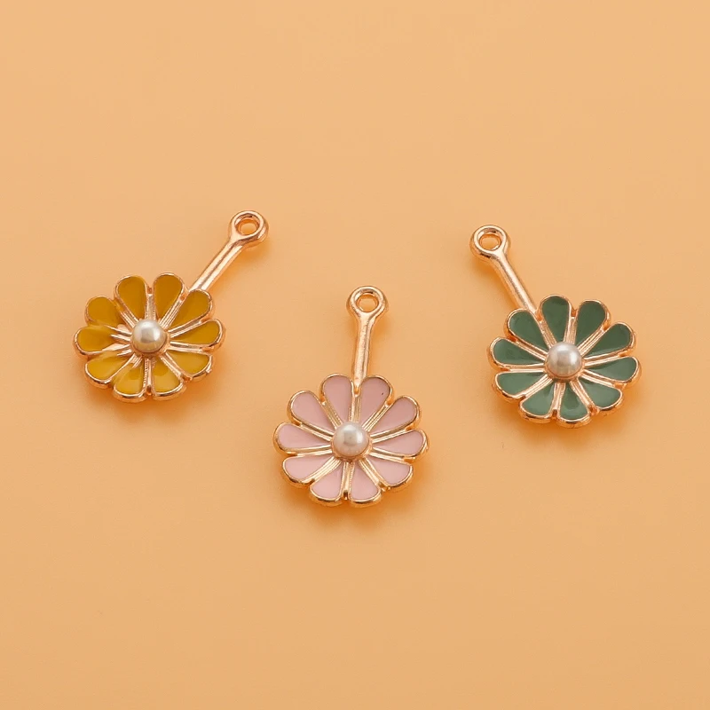 

10Pcs/lot Drop Oil Daisy Flowers Charms Alloy Enamel Pendants for Diy Jewelry Earrings Necklace Handmade Making Accessories