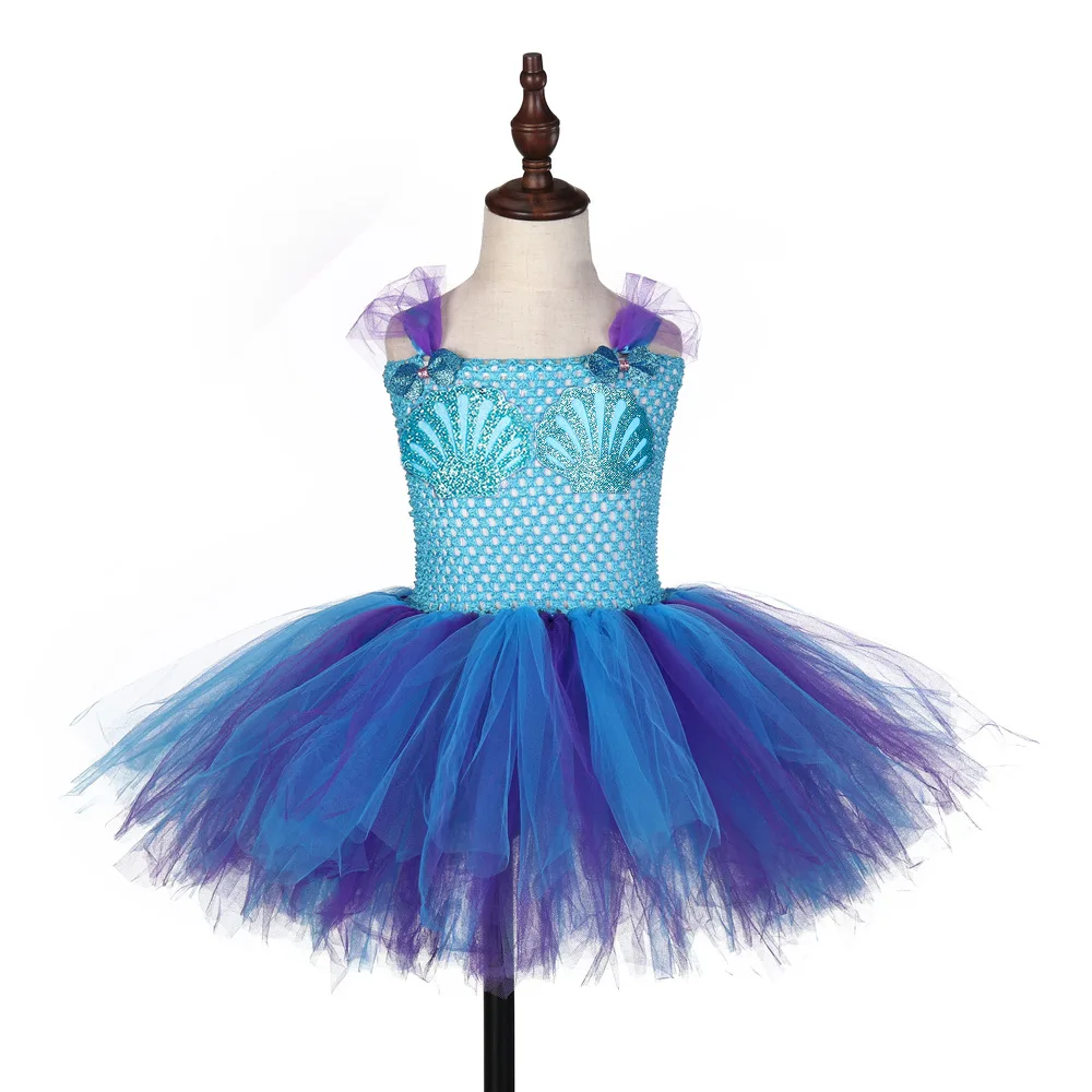 

Children's Halloween Christmas Cosplay Mermaid Mesh Tutu Dress Princess Girls Carnival Fancy Party Dresses Performance Costume