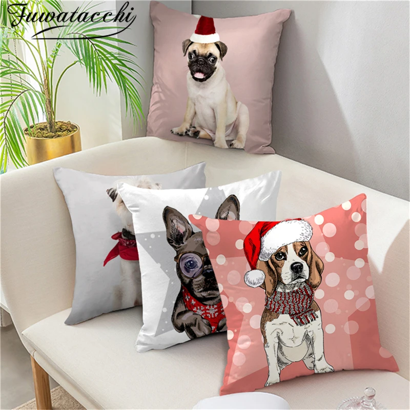 

Fuwatacchi Cute Dog Animals Pattern Cushion Cover Christmas Gift Throw Pillow Covers for Home Sofa Chair Decorative Pillow Cases