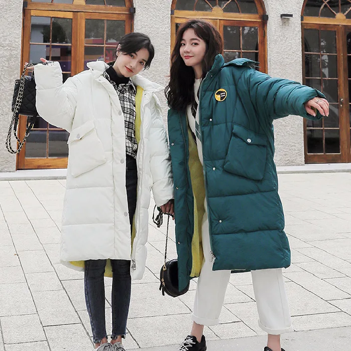 

South Korea Dongdaemun Thick Warm down Jacket Cotton-padded Clothes Women's Little Monster Detachable Cap Couples Cotton Overcoa