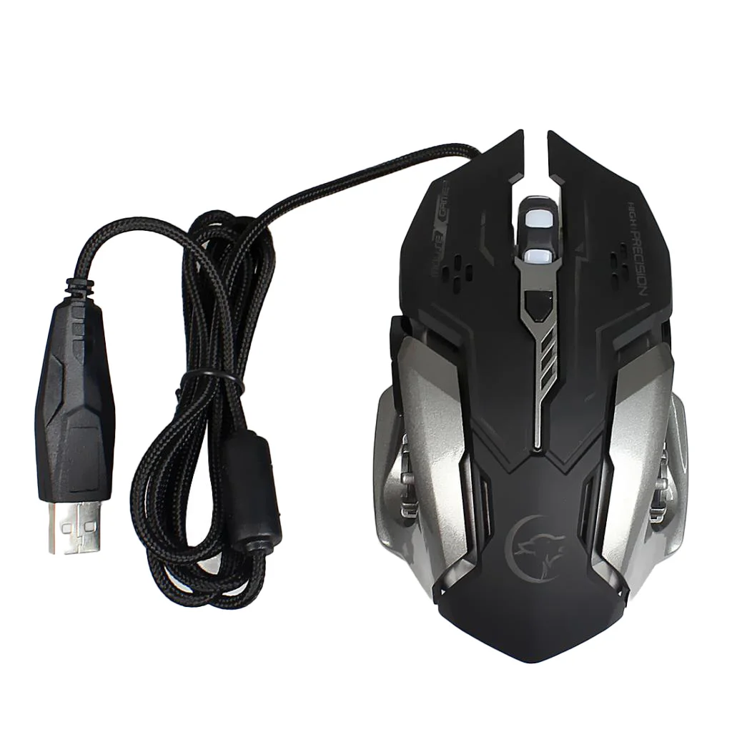 USB Wired Mouse Gaming Mice, 6 Buttons LED Backlit Colorful Light, with Scroll Wheel, for PC Computer, Black