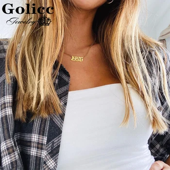 

Golicc Oud Engels Jaar Custom Ketting Vrouwen/Mannen Ketting Kettingen Gepersonaliseerde/Nameplated/Goud/Zilver Kids Hanger Lang