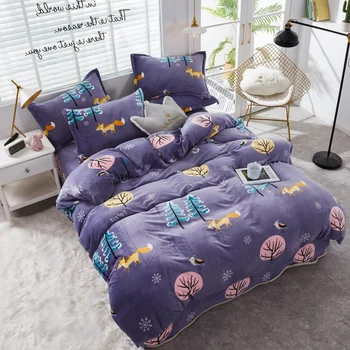 

Flannel Home Textile Bedding Coral Fleece Fabric Duvet Cover Keep Warm And Comfortable Quilt Cover Breathable and Very Soft