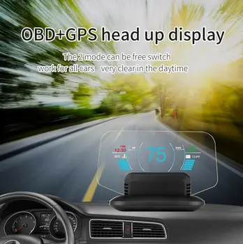 

HUD Head Up Display Car GPS Speedometer Windshield Projector Trip Computer OBD2 Security Alarm
