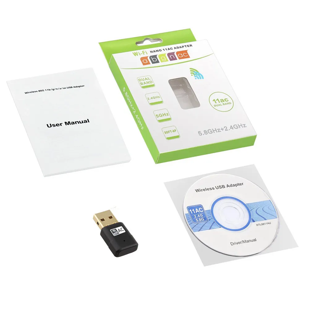 600Mpbs беспроводной 2,4G/5,8G двухдиапазонный 802.11ac мини USB WiFi адаптер для ноутбука настольный компьютер