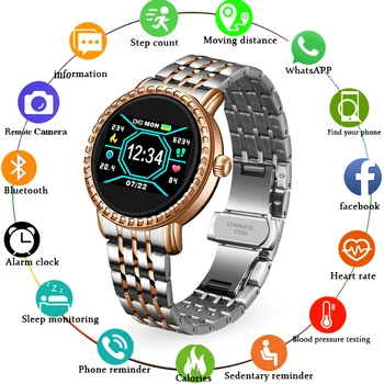 

LIGE New Fitness Tracker Smartwatch Heart Rate Blood Pressure Monitor Woman Ip67 Waterproof Smart Watch Steel for IOS Android