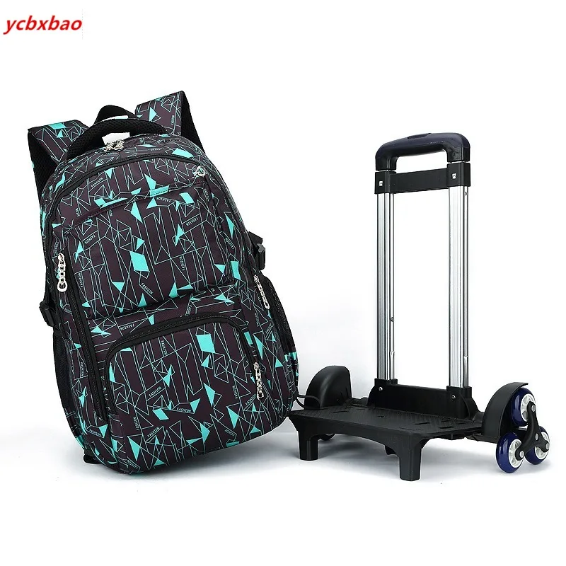 

School Backpack with Wheel Travel Trolley Luggage Bag Waterproof 6 Wheels Trolley Children School Bag for Boy Girl Backpack