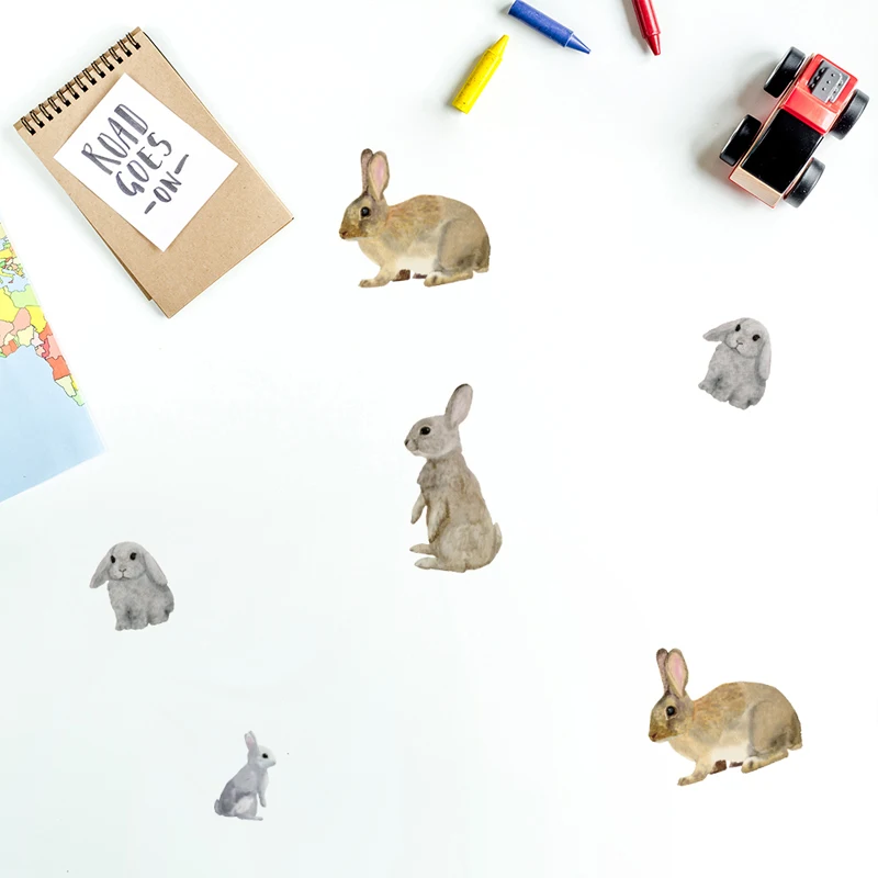 DIY наклейки на стену с милым кроликом 40 шт. Мультяшные животные Банни настенные художественные наклейки для дома плакаты для детской спальни Декор для гостиной