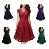 Summer Women Party Dress Vintage V Neck Sleeveless Dress Lace Elegant Ladies Dresses with High Quality Lace ► Photo 3/6